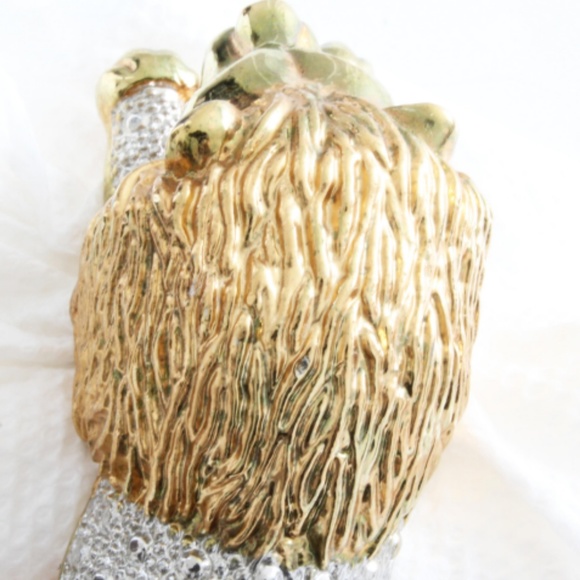 Roaring Lion Brooch Large Figural Shoulder Pin Vintage Rare Cat Lover - Picture 8 of 8